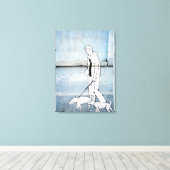 hondenwandelaar graffiti op branimirova street in  canvas afdruk (Insitu (Houten vloer))