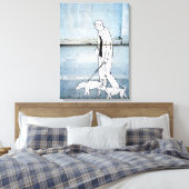 hondenwandelaar graffiti op branimirova street in  canvas afdruk (Insitu (Slaapkamer))