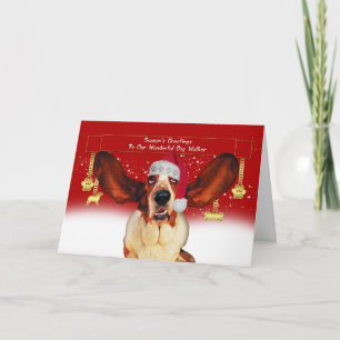 Hondenwandelaar Kerstkaart met Basset Hun Feestdagen Kaart