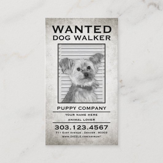 hondenwandelaar wilde poster visitekaartje (Voorkant)