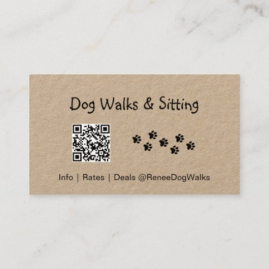 Hondenwandelingen en zitten | QR-code-Visitekaartj Visitekaartje (Achterkant)