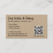 Hondenwandelingen en zitten | QR-code-Visitekaartj Visitekaartje (Voorkant)