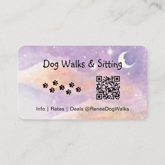 Hondenwandelingen en zitten | QR-code-Visitekaartj Visitekaartje (Achterkant)