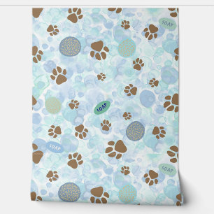 Hondenwas in bubbelbad zeep en spons behang