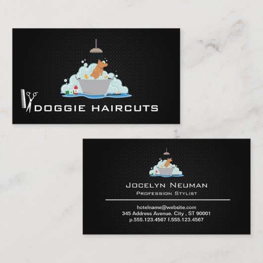Hondenwas | Trimmer | Zwarte Mesh Achtergrond Visitekaartje (Voorkant / Achterkant)