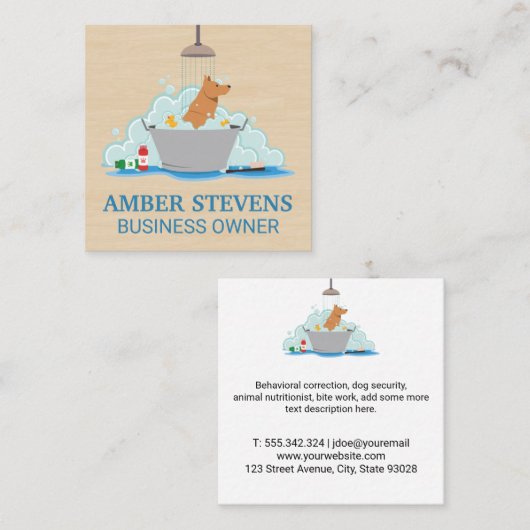 Hondenwas Vierkante Visitekaartje (Voorkant / Achterkant)