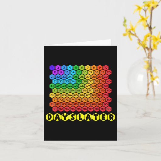 Honderd dagen later 100ste schooldag kaart (Gele Bloem)