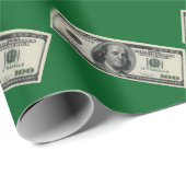 Honderd Dollar Bil Groen Inpakpapier (Rol Hoek)