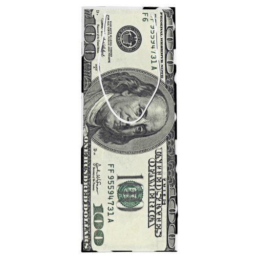 Honderd dollar Bill geschenkzak Wijn Cadeautas (Achterkant)