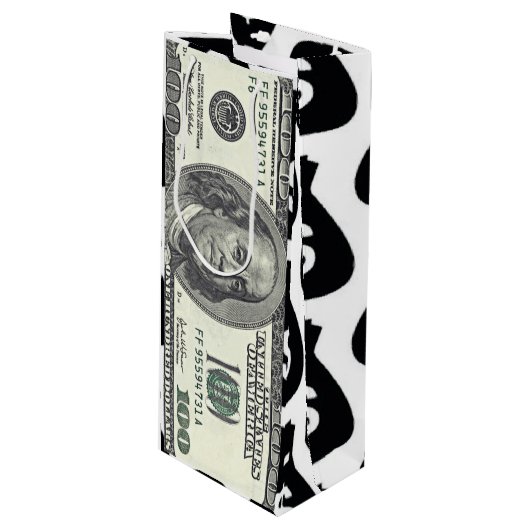 Honderd dollar Bill geschenkzak Wijn Cadeautas (Voorkant Gekanteld)