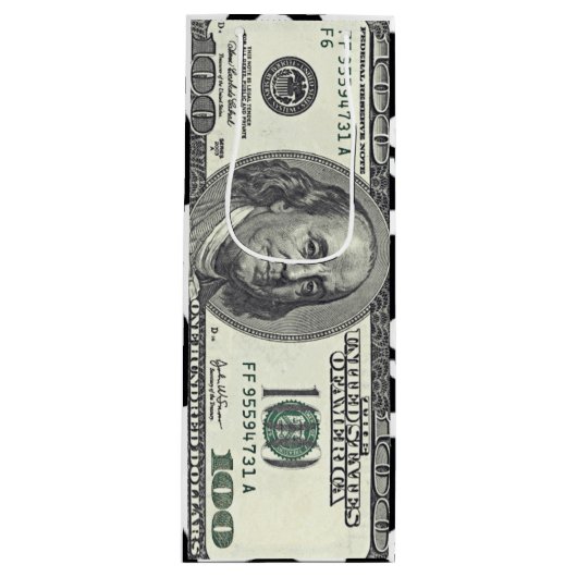 Honderd dollar Bill geschenkzak Wijn Cadeautas (Voorkant)