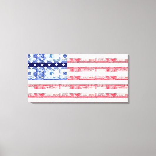 Honderd dollarbiljetten Amerikaanse vlag Canvas Afdruk (Voorkant)