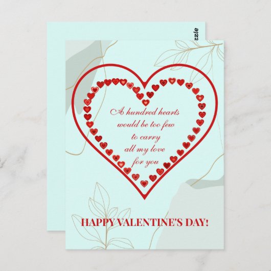 Honderd hart, Valentijn Briefkaart (Voorkant / Achterkant)