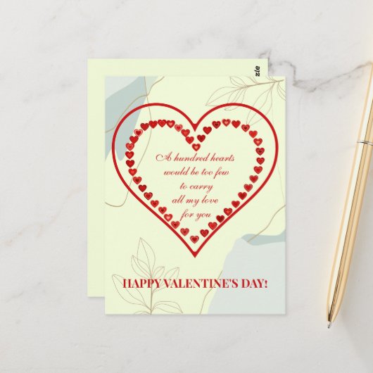 Honderd hart, Valentijn Briefkaart (Voorkant / Achterkant in situ)