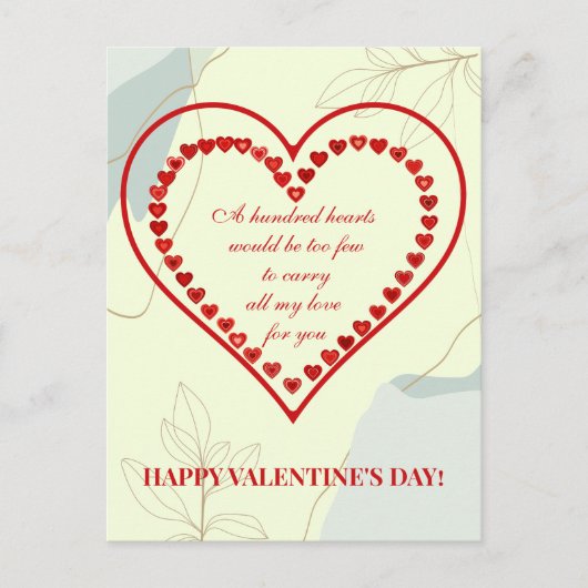 Honderd hart, Valentijn Briefkaart (Voorkant)