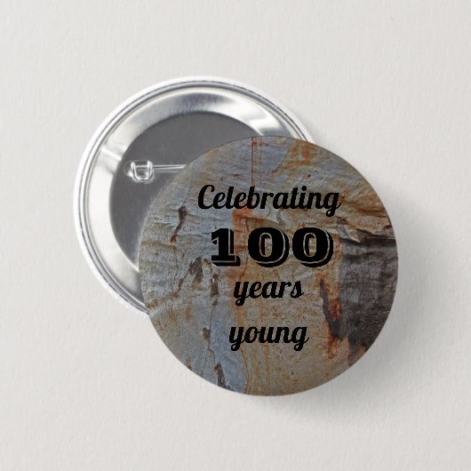 Honderd jaar jonge roestbruin ronde button 5,7 cm (Voorkant /achterkant)