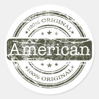 Honderd procent origineel Amerikaans, door Lyserty Ronde Sticker