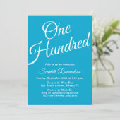 Honderd script Aqua Blue 100ste verjaardagsfeestje Kaart (Staand voorkant)