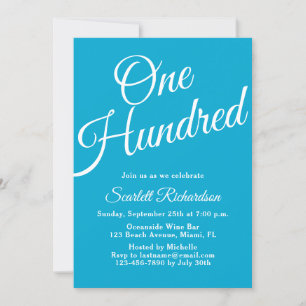 Honderd script Aqua Blue 100ste verjaardagsfeestje Kaart