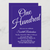 Honderd script Paarse 100ste verjaardagsfeestje Kaart (Voorkant / Achterkant)
