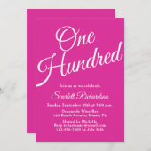 Honderd script roze 100ste verjaardagsfeest kaart (Voorkant / Achterkant)