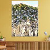 Honderden huizen Kayakoy Fethiye schilderen Canvas Afdruk (Insitu (Woonkamer))