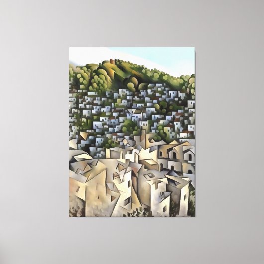 Honderden huizen Kayakoy Fethiye schilderen Canvas Afdruk (Voorkant)