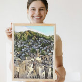 Honderden huizen Kayakoy Fethiye schilderen Canvas Afdruk