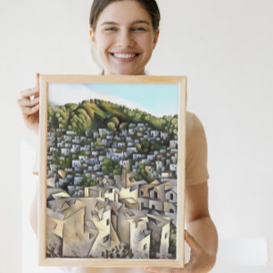 Honderden huizen Kayakoy Fethiye schilderen Canvas Afdruk