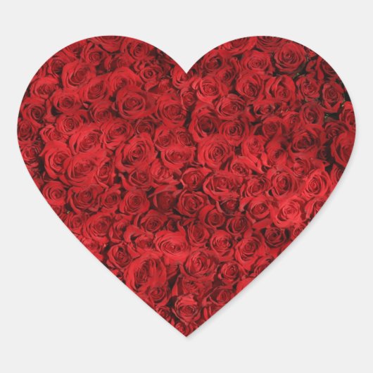 Honderden mooie rode rozen hart sticker (Voorkant)