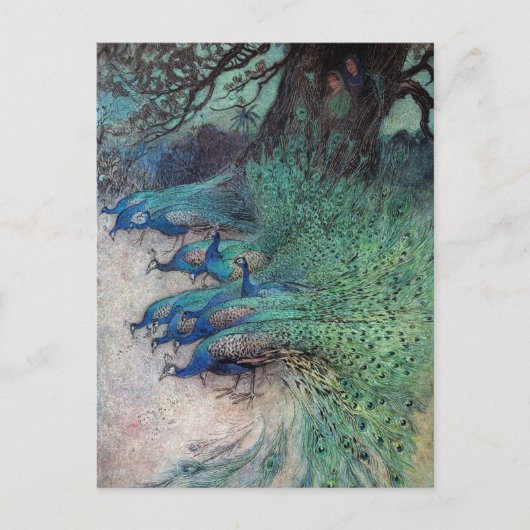 Honderden Peacocks Warwick Goble Briefkaart (Voorkant)