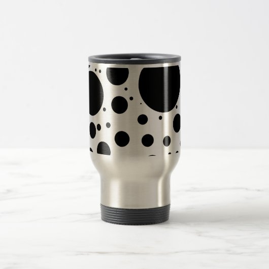 Honderden zwarte Stippen en cirkels in variërende  Reisbeker (Center)