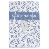 honderdjarig 100ste blauw willekeurig getalpatroon medium cadeauzakje (Voorkant)