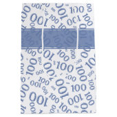 honderdjarig 100ste blauw willekeurig getalpatroon medium cadeauzakje (Achterkant)