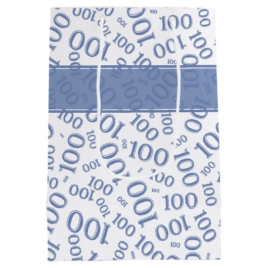 honderdjarig 100ste blauw willekeurig getalpatroon medium cadeauzakje (Achterkant)