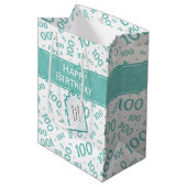 honderdjarig 100ste Blauwgroen Willekeurig Nummerp Medium Cadeauzakje (Voorkant Gekanteld)