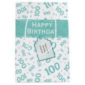 honderdjarig 100ste Blauwgroen Willekeurig Nummerp Medium Cadeauzakje (Voorkant)