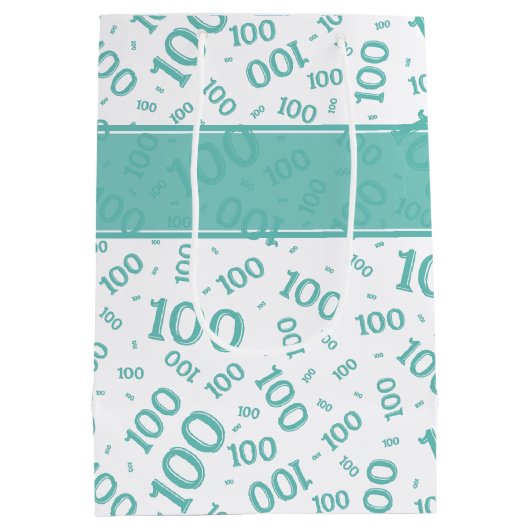 honderdjarig 100ste Blauwgroen Willekeurig Nummerp Medium Cadeauzakje (Achterkant)