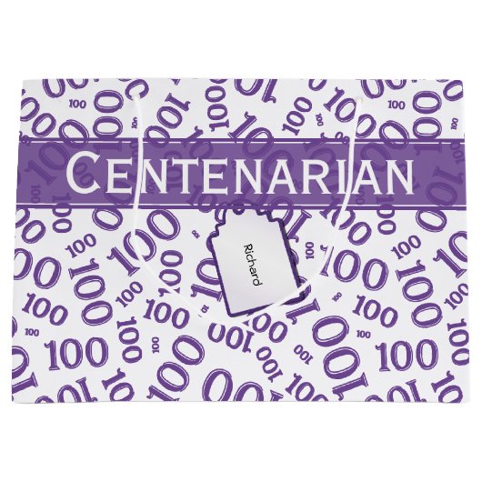 honderdjarig 100ste Paarse Willekeurig Nummerpatro Groot Cadeauzakje (Voorkant)
