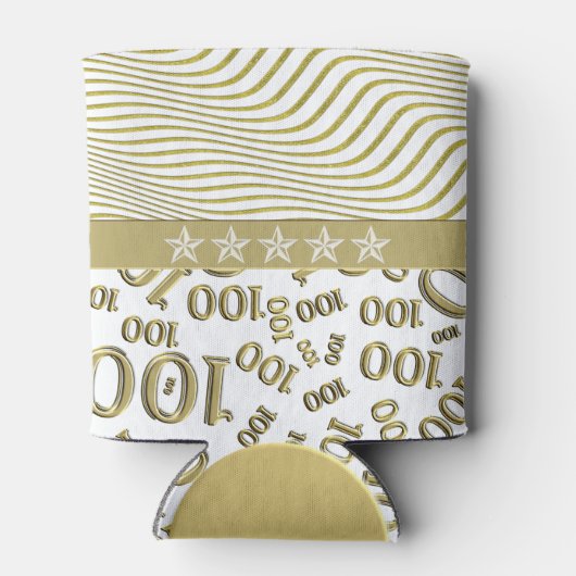 honderdjarige, 100ste verjaardag goud en wit patro blikjeskoeler (Achterkant)