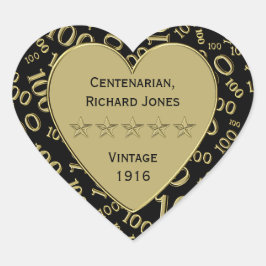 honderdjarige 100ste verjaardag zwart en goud them hart sticker