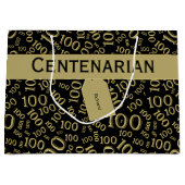 honderdjarige 100ste verjaardag zwart/gouden patro groot cadeauzakje (Voorkant)