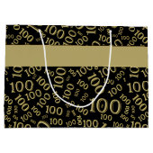 honderdjarige 100ste verjaardag zwart/gouden patro groot cadeauzakje (Achterkant)