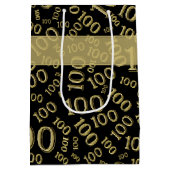 honderdjarige 100ste verjaardag zwart/gouden patro medium cadeauzakje (Achterkant)