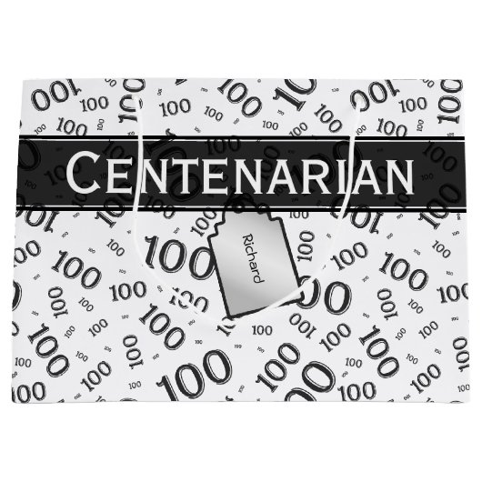 honderdjarige 100ste verjaardag zwart nummerpatroo groot cadeauzakje (Voorkant)