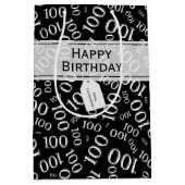 honderdjarige 100ste verjaardag zwart nummerpatroo medium cadeauzakje (Voorkant)