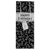 honderdjarige 100ste verjaardag zwart nummerpatroo wijn cadeautas (Voorkant)