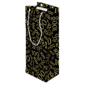 honderdjarige 100ste verjaardag zwart nummerpatroo wijn cadeautas (Achterkant Gekanteld)