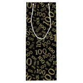 honderdjarige 100ste verjaardag zwart nummerpatroo wijn cadeautas (Achterkant)