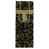 honderdjarige 100ste verjaardag zwart nummerpatroo wijn cadeautas (Voorkant)